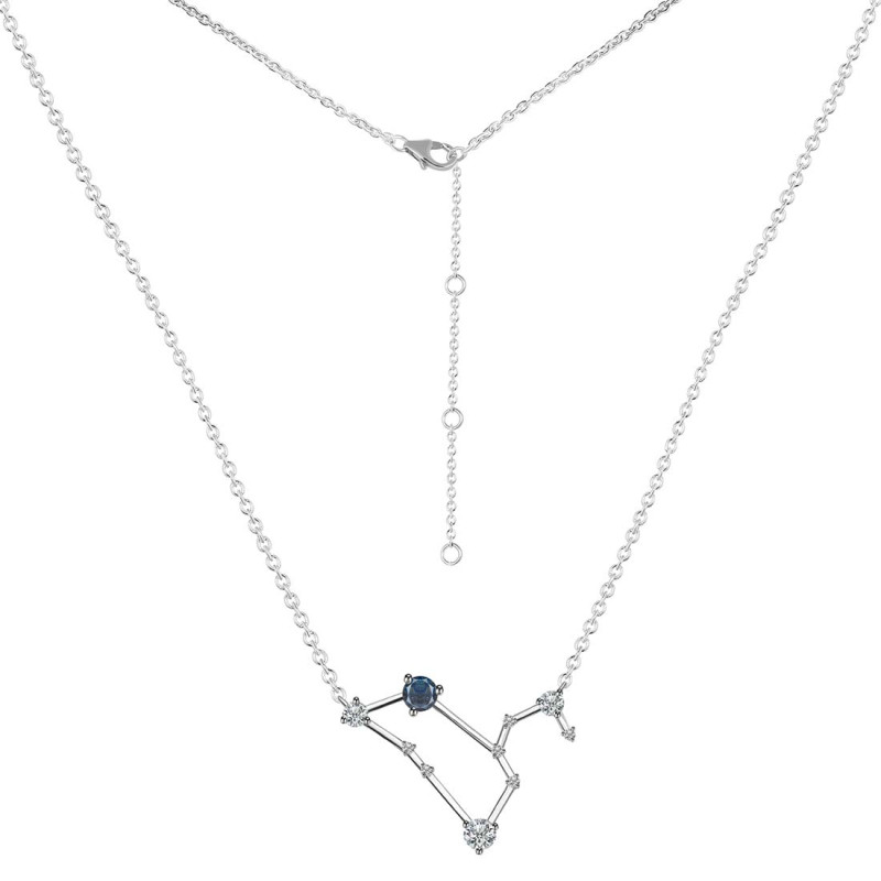 Leo Zodiac Star Constellation Labradorite & White Topaz Necklace