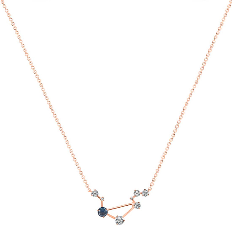 Libra Zodiac Star Constellation Labradorite & White Topaz Necklace LBD-RDN-494.