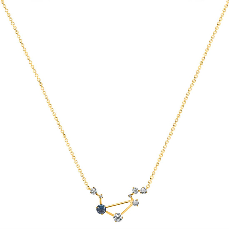 Libra Zodiac Star Constellation Labradorite & White Topaz Necklace LBD-RDN-494.