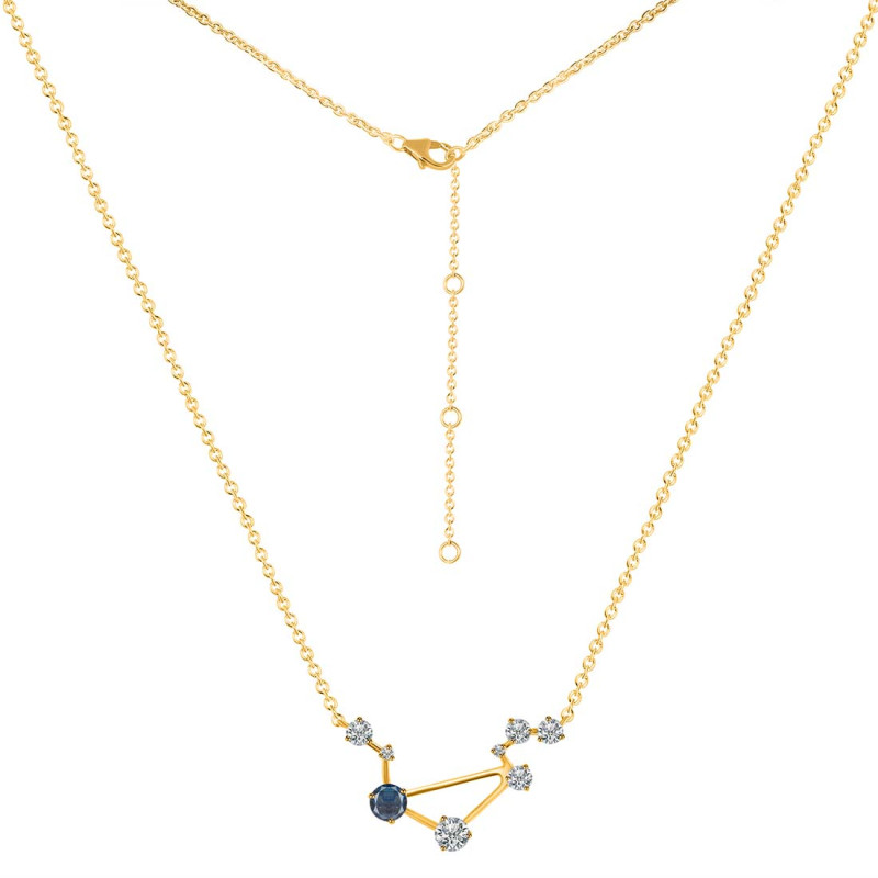 Libra Zodiac Star Constellation Labradorite & White Topaz Necklace LBD-RDN-494.