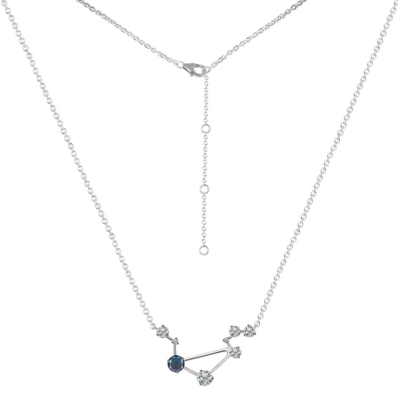 Libra Zodiac Star Constellation Labradorite & White Topaz Necklace