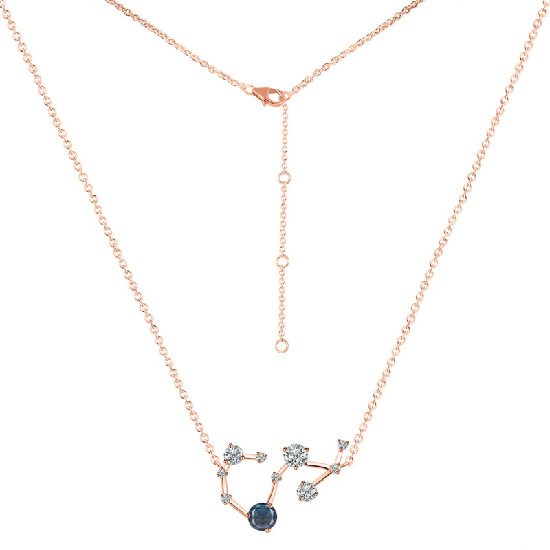 Scorpio Zodiac Star Constellation Labradorite & White Topaz Necklace LBD-RDN-495.