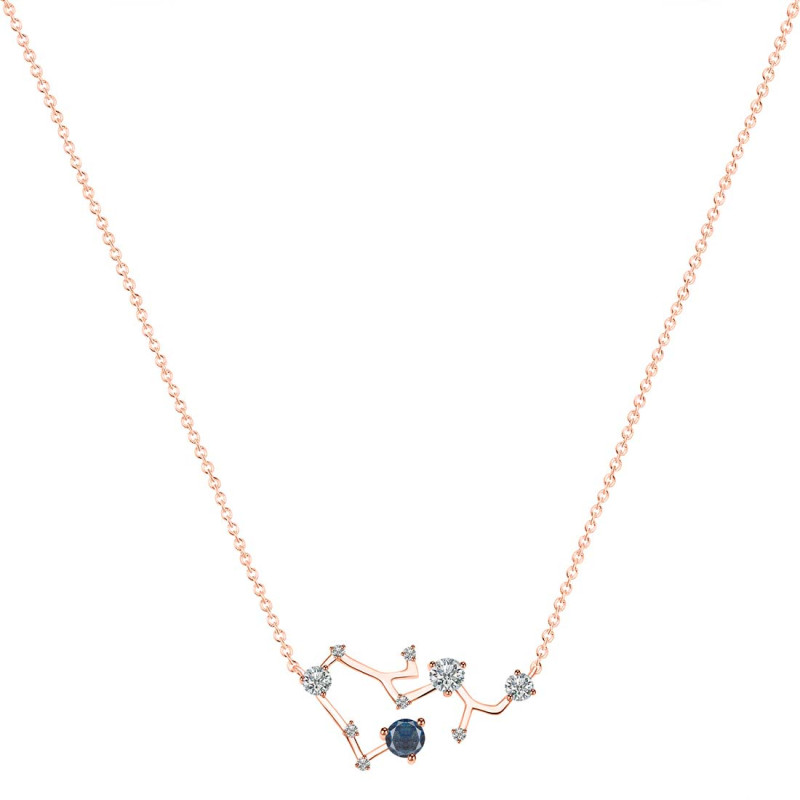 Sagittarius Zodiac Star Constellation Labradorite & White Topaz Necklace LBD-RDN-496.