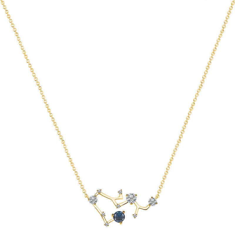 Sagittarius Zodiac Star Constellation Labradorite & White Topaz Necklace LBD-RDN-496.
