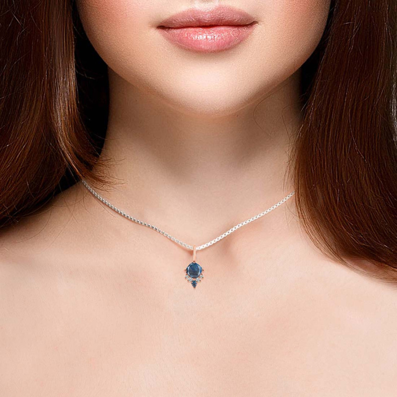 Labradorite & White Topaz Pendant LBD-RDP-729.