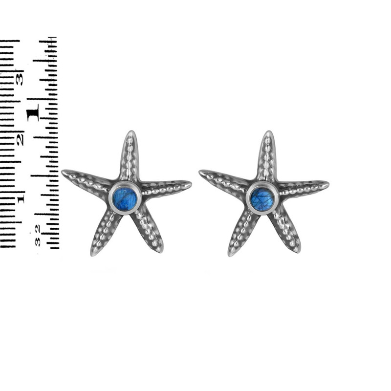 Labradorite Star Fish Stud Earring LBD-RUE-2.