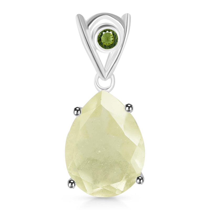 Libyan Desert Glass & Moldavite Pendant LDG-RDP-481-MLD-LOOP.