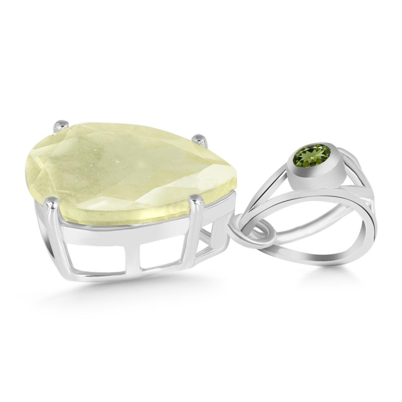 Libyan Desert Glass & Moldavite Pendant