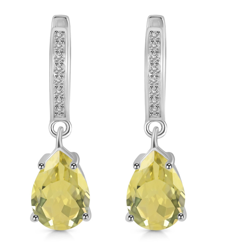 Lemon Quartz & White Topaz Hoop Earring LEM-RDE-1223.
