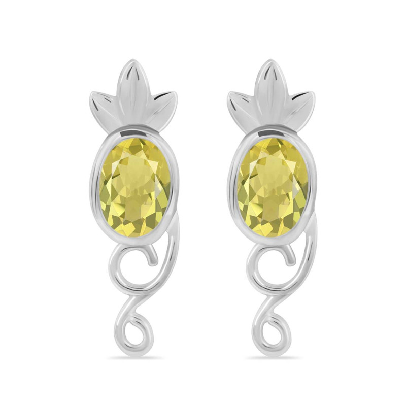 Lemon Quartz Stud Earring LEM-RDE-5.