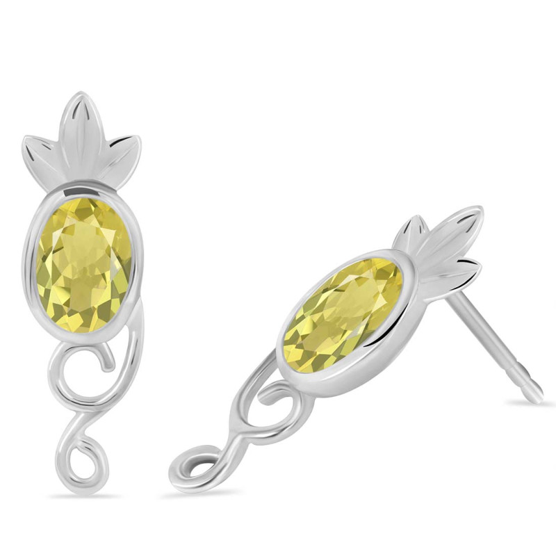 Lemon Quartz Stud Earring
