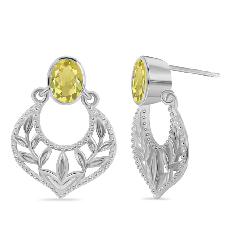 Lemon Quartz Stud Earring