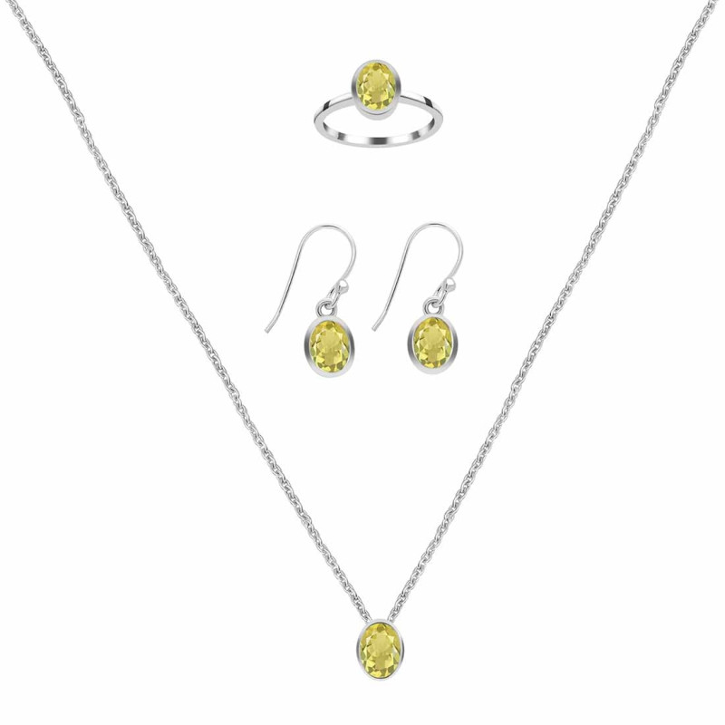  Lemon Quartz Jewelry Set