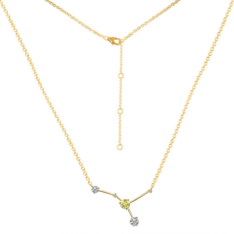 cancer Zodiac Star Constellation Lemon Quartz & White Topaz Necklace LEM-RDN-486.