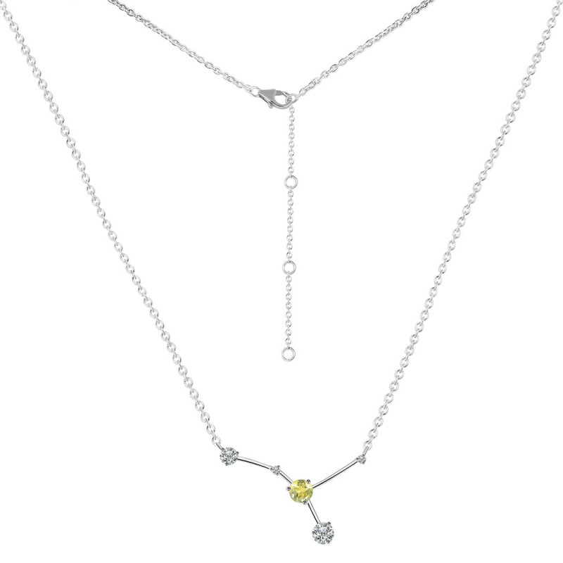 cancer Zodiac Star Constellation Lemon Quartz & White Topaz Necklace