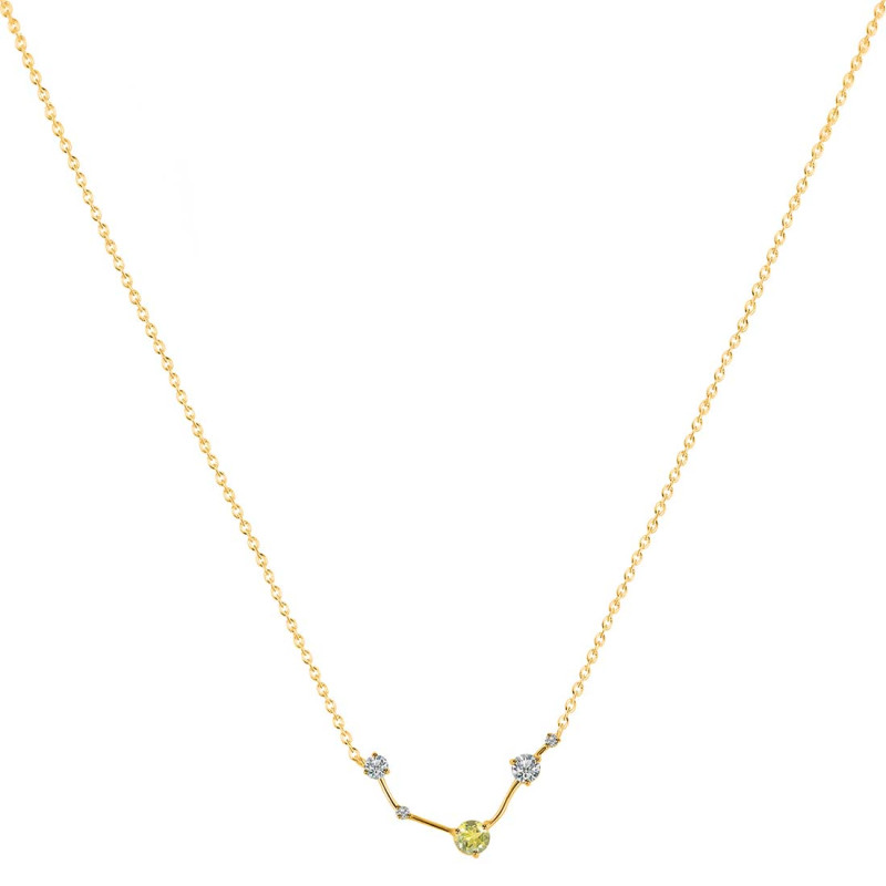 Aries Zodiac Star Constellation Lemon Quartz & White Topaz Necklace LEM-RDN-488.