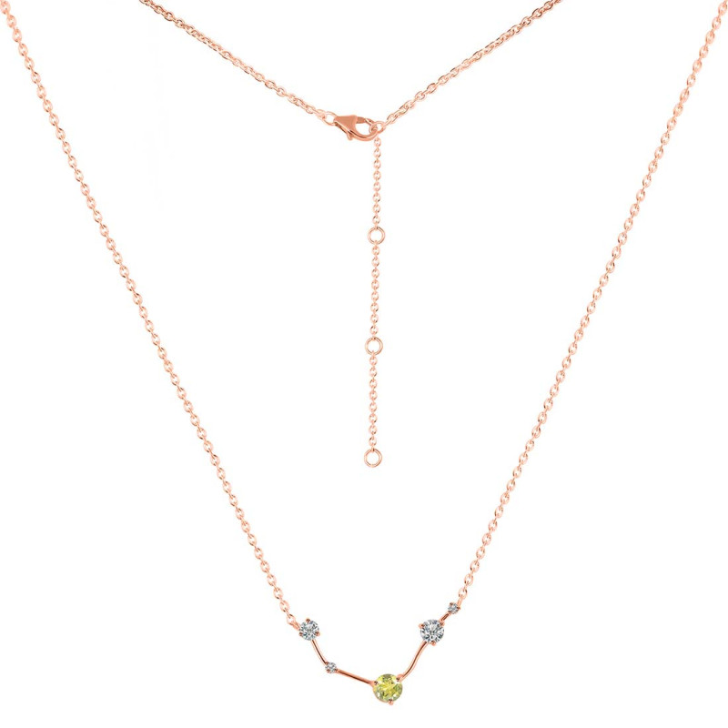 Aries Zodiac Star Constellation Lemon Quartz & White Topaz Necklace LEM-RDN-488.