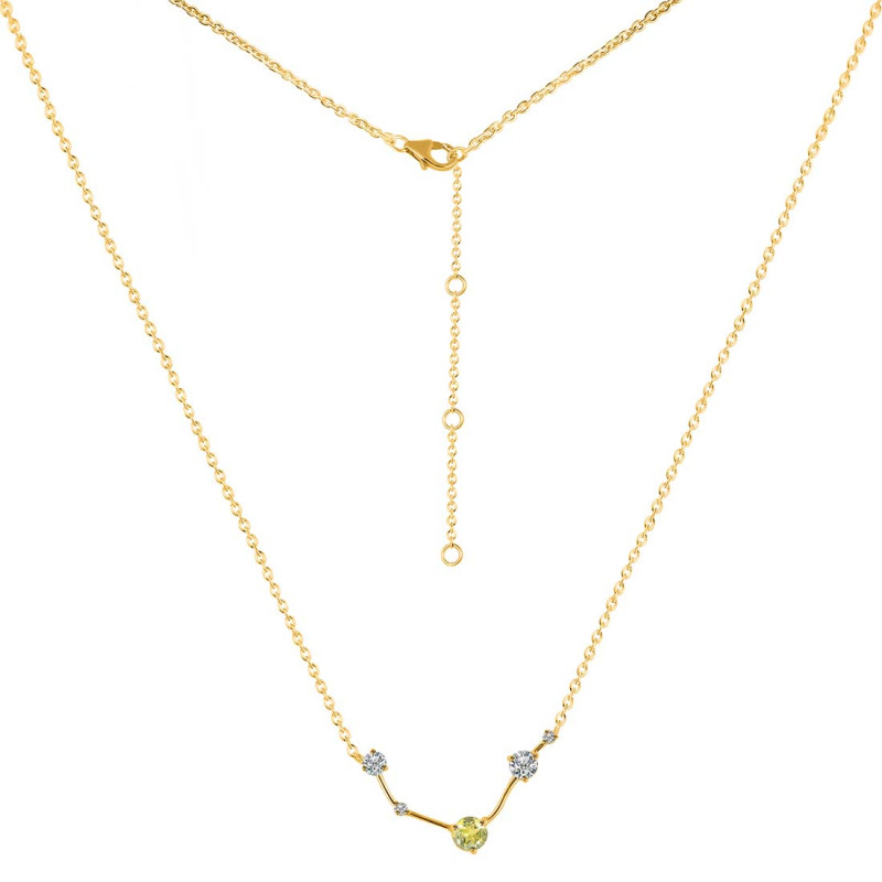 Aries Zodiac Star Constellation Lemon Quartz & White Topaz Necklace LEM-RDN-488.