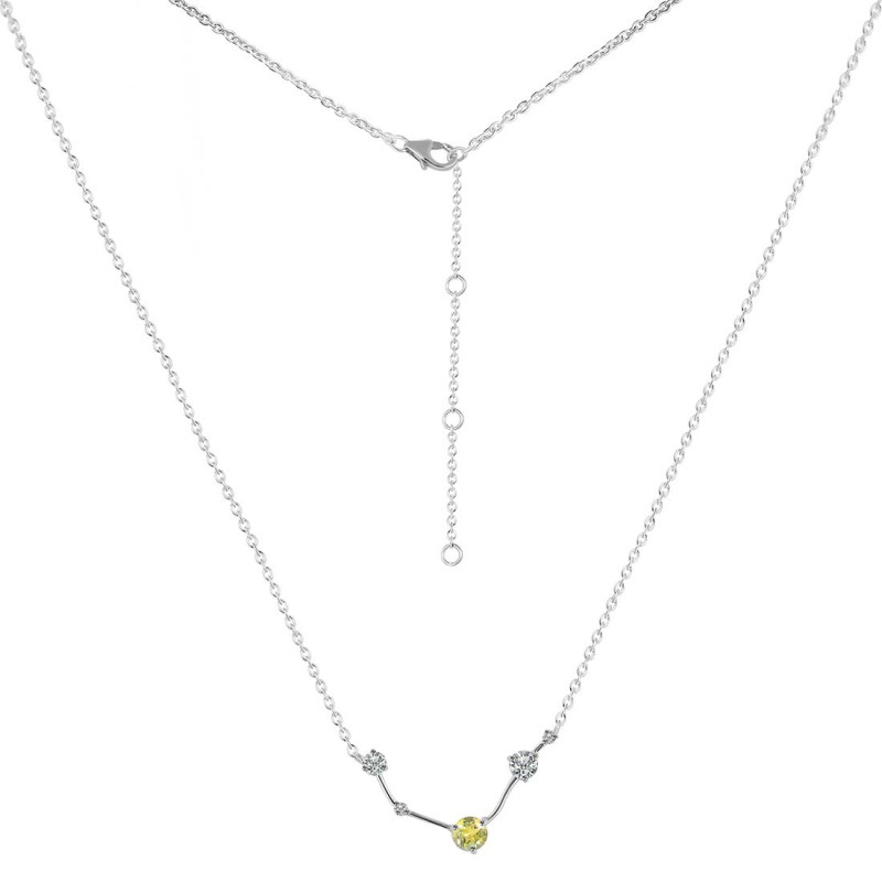 Aries Zodiac Star Constellation Lemon Quartz & White Topaz Necklace