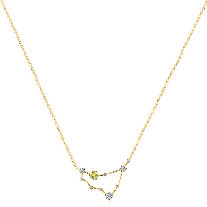 Capricorn Zodiac Star Constellation Lemon Quartz & White Topaz Necklace LEM-RDN-489.