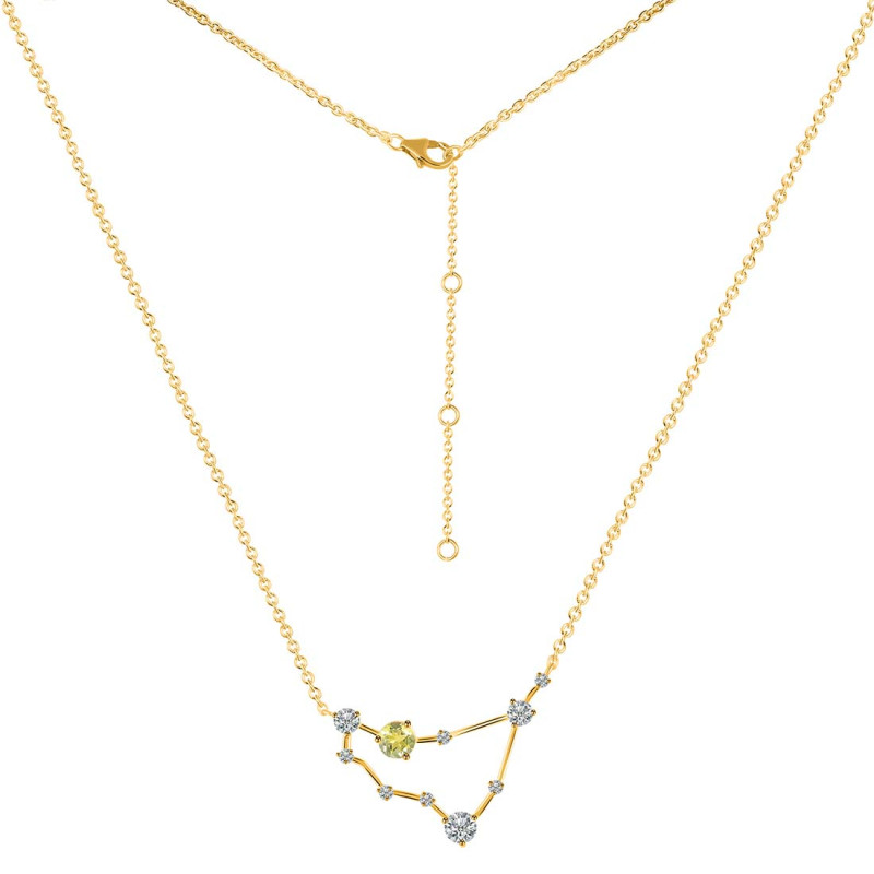 Capricorn Zodiac Star Constellation Lemon Quartz & White Topaz Necklace LEM-RDN-489.