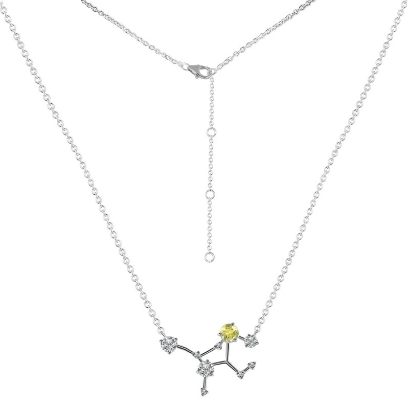 Virgo Zodiac Star Constellation Lemon Quartz & White Topaz Necklace