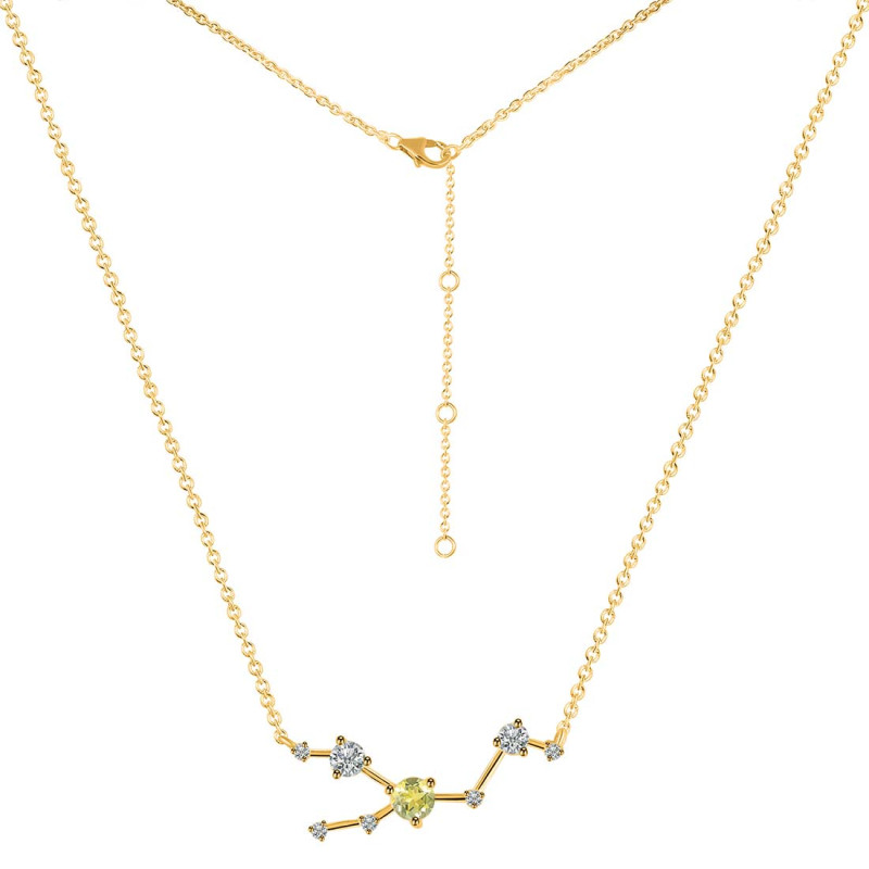 Taurus Zodiac Star Constellation Lemon Quartz & White Topaz Necklace LEM-RDN-492.