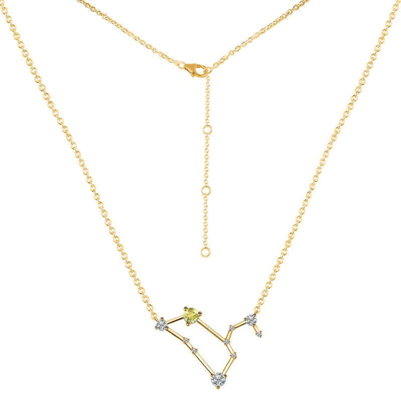 Leo Zodiac Star Constellation Lemon Quartz & White Topaz Necklace LEM-RDN-493.