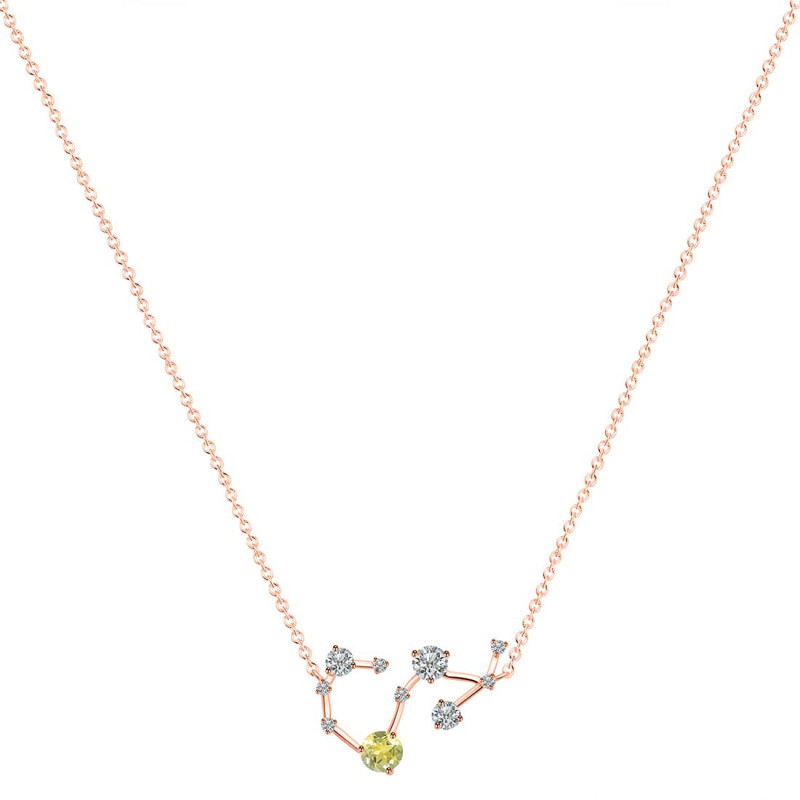 Scorpio Zodiac Star Constellation Lemon Quartz & White Topaz Necklace LEM-RDN-495.