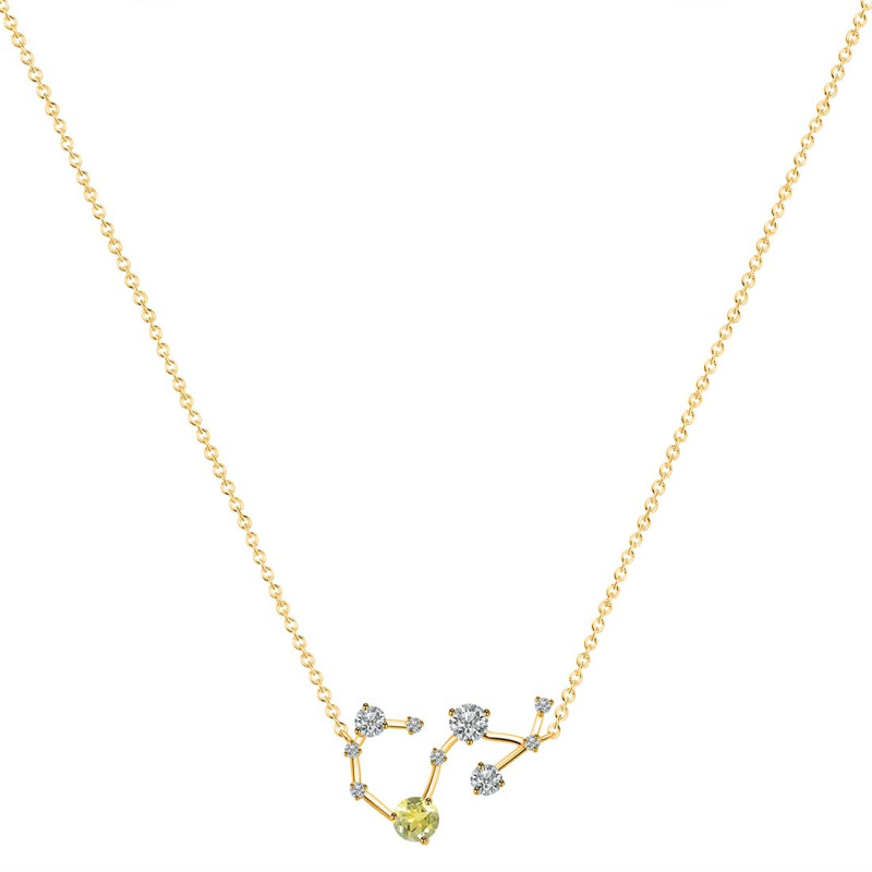 Scorpio Zodiac Star Constellation Lemon Quartz & White Topaz Necklace LEM-RDN-495.
