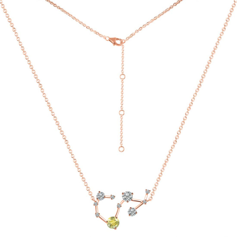 Scorpio Zodiac Star Constellation Lemon Quartz & White Topaz Necklace LEM-RDN-495.