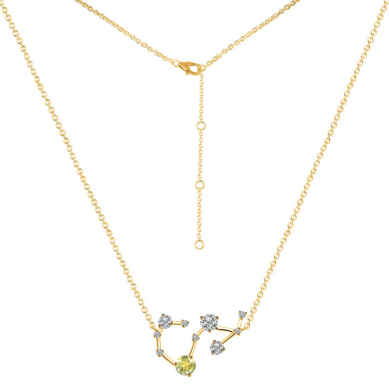 Scorpio Zodiac Star Constellation Lemon Quartz & White Topaz Necklace LEM-RDN-495.