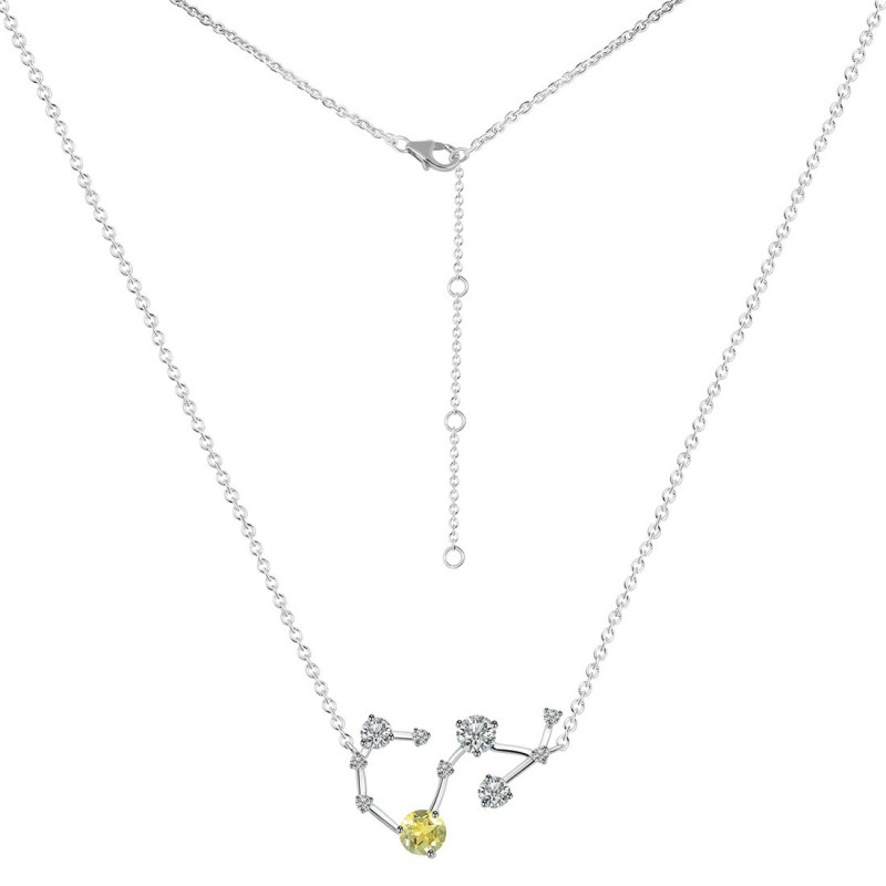 Scorpio Zodiac Star Constellation Lemon Quartz & White Topaz Necklace
