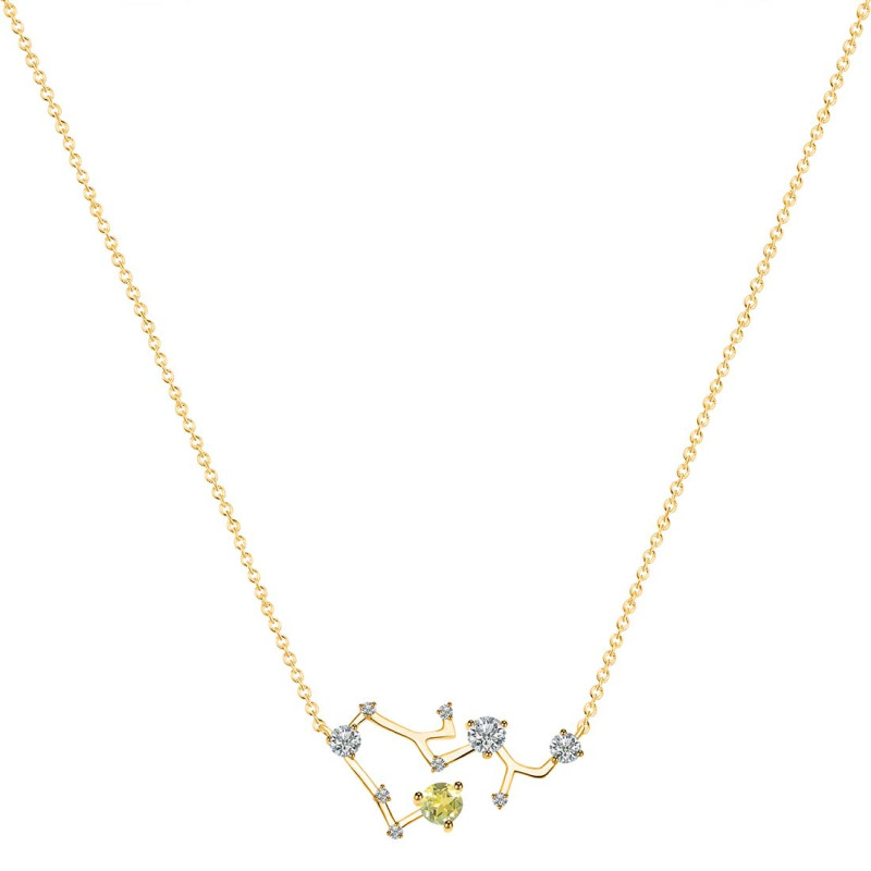 Sagittarius Zodiac Star Constellation Lemon Quartz & White Topaz Necklace LEM-RDN-496.