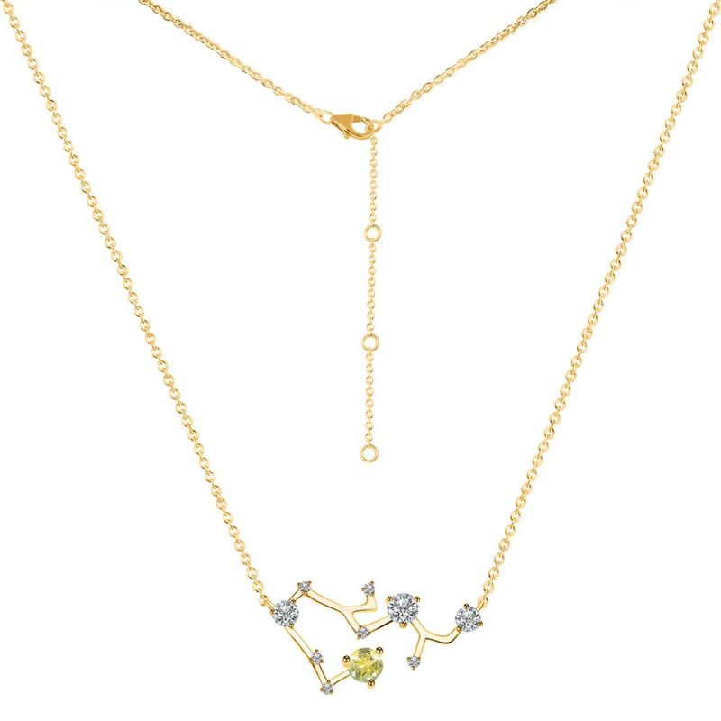 Sagittarius Zodiac Star Constellation Lemon Quartz & White Topaz Necklace LEM-RDN-496.