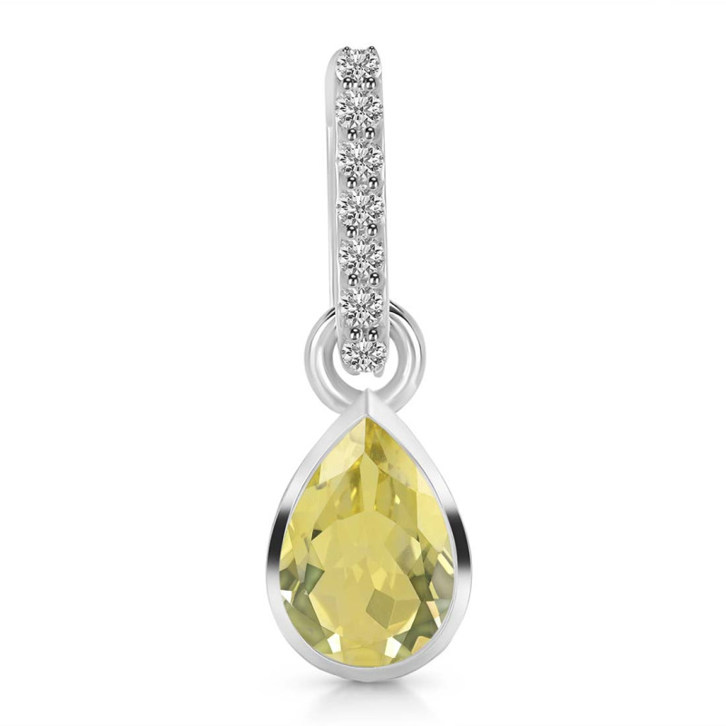 Lemon Quartz & White Topaz Pendant LEM-RDP-779-CZ-LOOP.