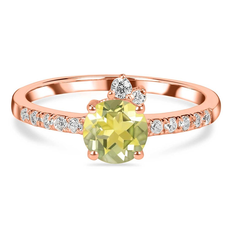 Lemon Quartz & White Topaz Ring LEM-RDR-2303.