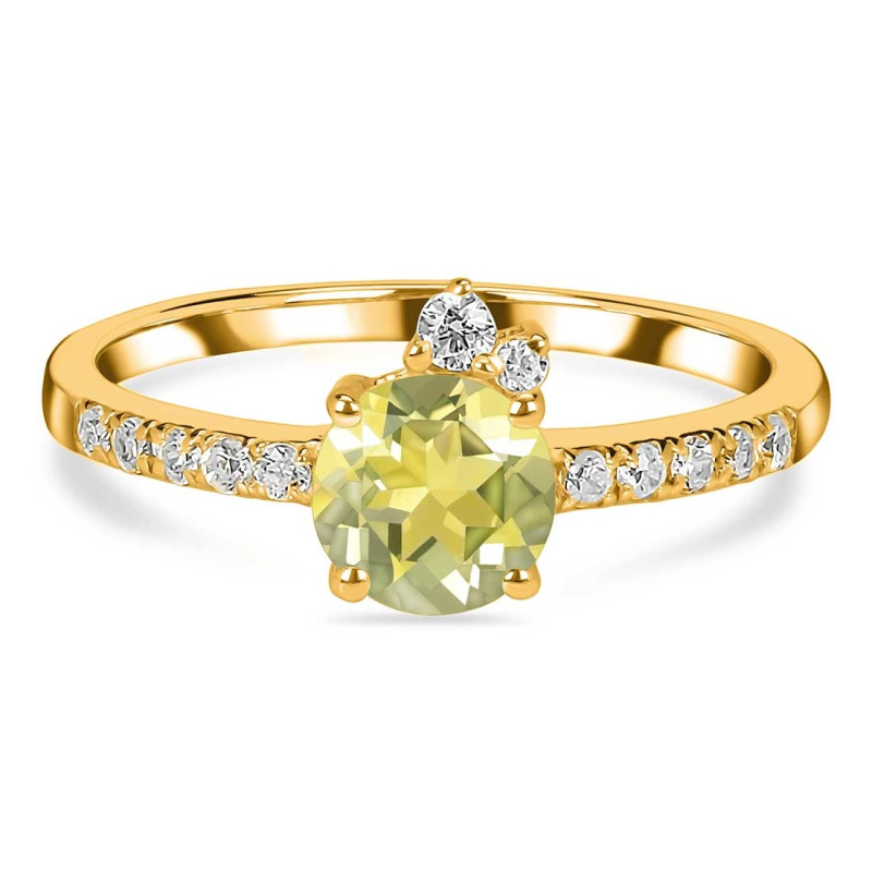 Lemon Quartz & White Topaz Ring LEM-RDR-2303.
