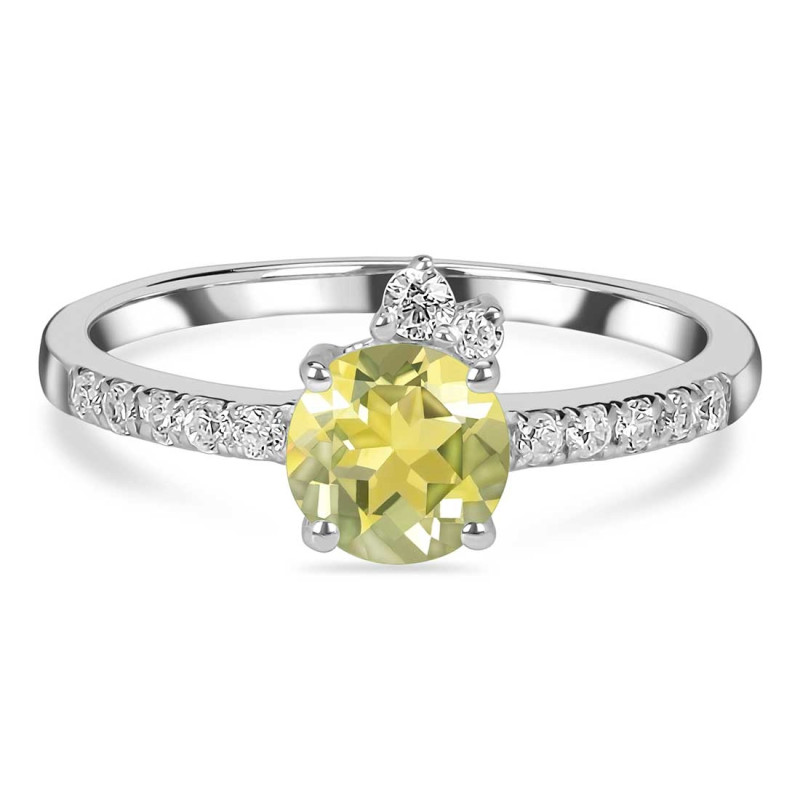 Lemon Quartz & White Topaz Ring LEM-RDR-2303.