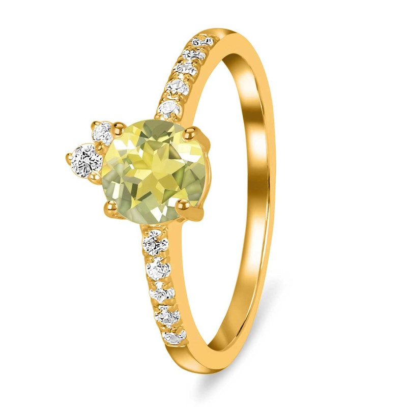Lemon Quartz & White Topaz Ring LEM-RDR-2303.