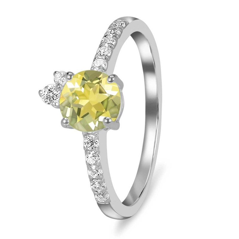 Lemon Quartz & White Topaz Ring