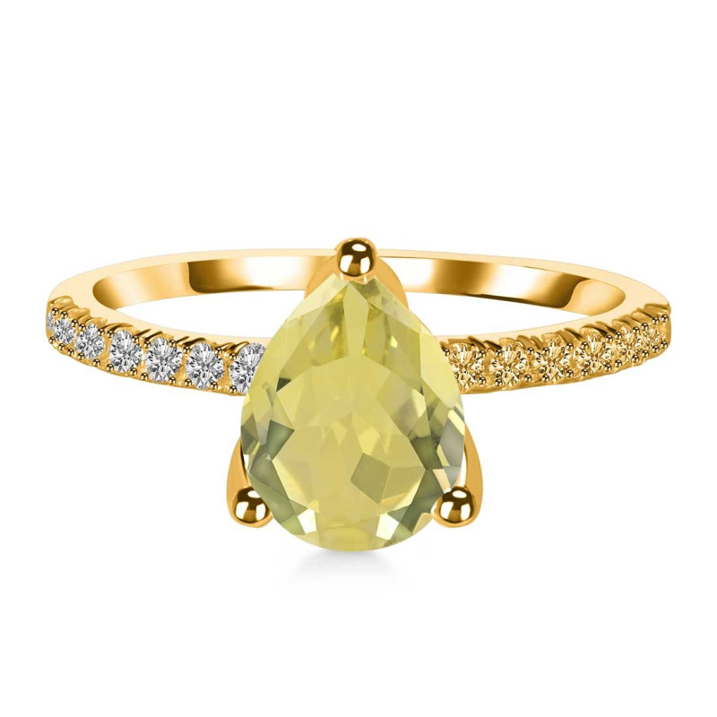 Lemon Quartz & White Topaz Ring LEM-RDR-2860.