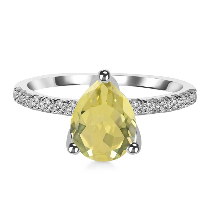 Lemon Quartz & White Topaz Ring LEM-RDR-2860.