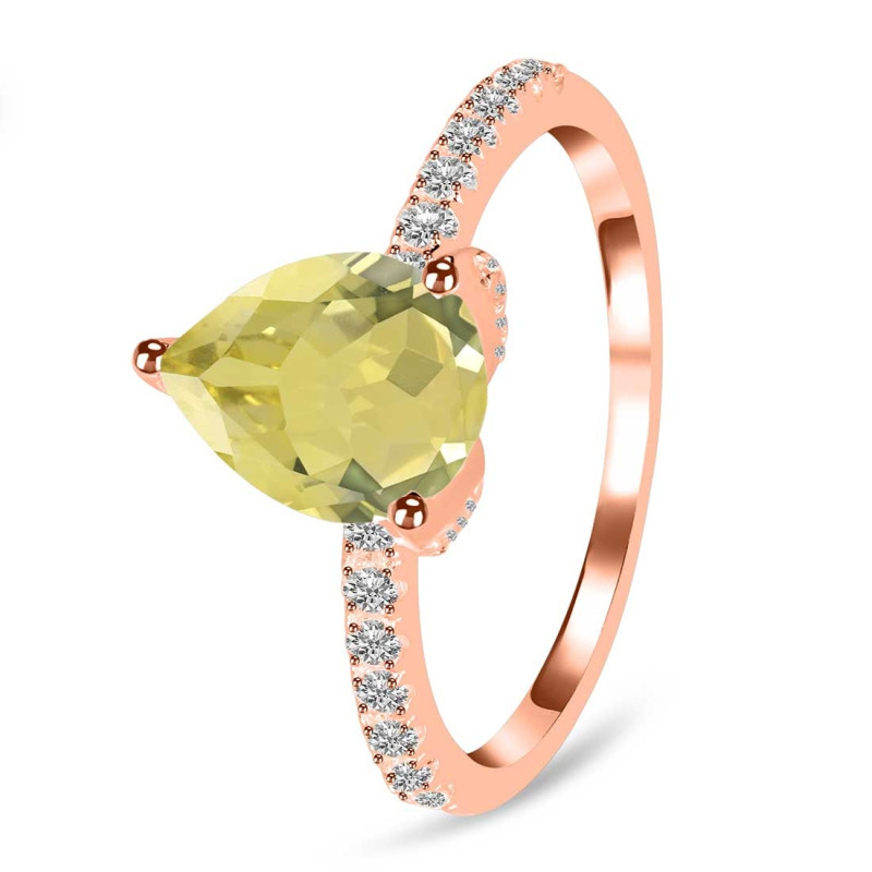 Lemon Quartz & White Topaz Ring LEM-RDR-2860.
