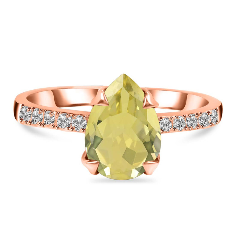 Lemon Quartz & White Topaz Ring LEM-RR-344A.