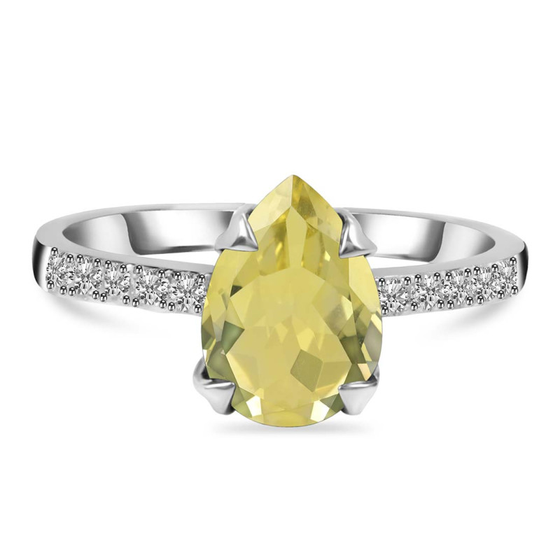 Lemon Quartz & White Topaz Ring LEM-RR-344A.