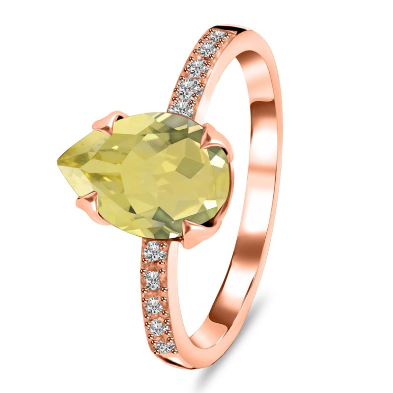 Lemon Quartz & White Topaz Ring LEM-RR-344A.