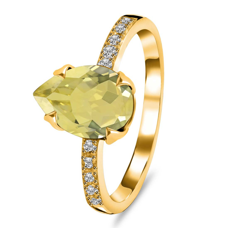 Lemon Quartz & White Topaz Ring LEM-RR-344A.