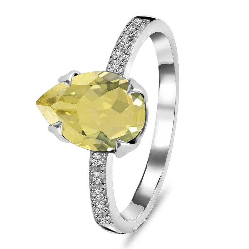 Lemon Quartz & White Topaz Ring