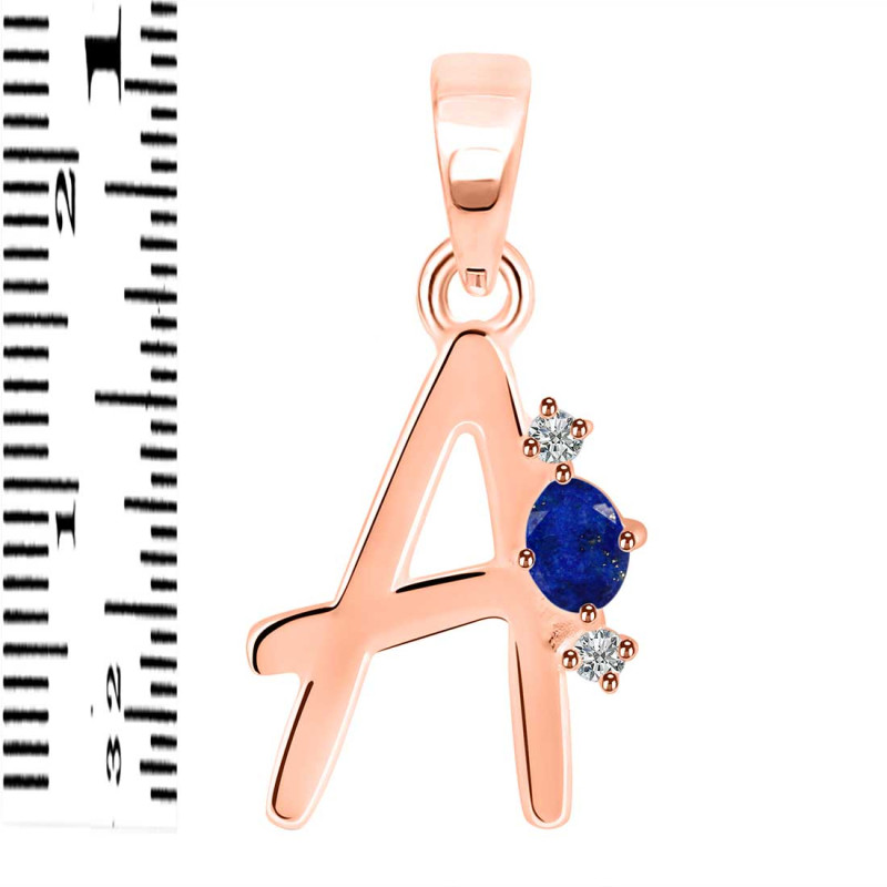 Lapis & White Topaz Alphabet A Pendant LLP-RDA-1.